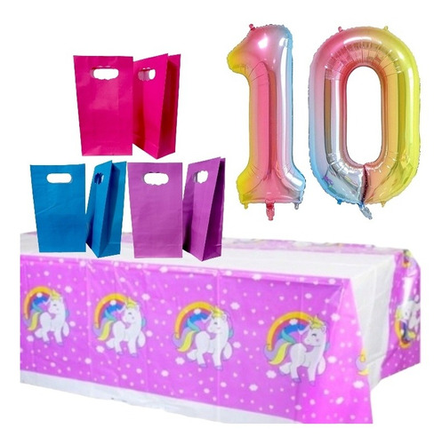 Mantel Fiesta Unicornio Mesa Dulce Candy Bar Plastico Globo