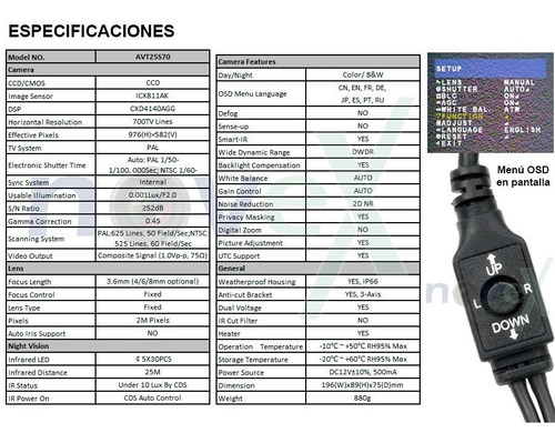 Imagen 3 de 3 de Cámara Ccd Sony 700tvl - 960h - Osd - 30 Leds Bullet - Cvbs