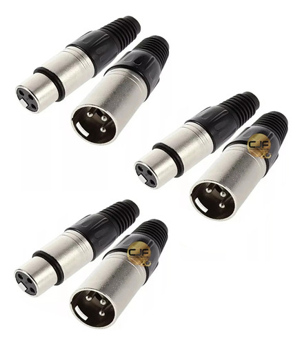 6 Fichas Canon Macho Y Hembra Xlr 3 Audio Dmx Artekit Cjf