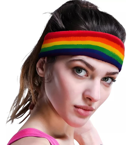 Vincha Bandana Diadema Elástica Arcoiris Orgullo Pride Lgbt Multicolor