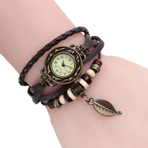Reloj De Pulsera De Cuarzo Analógico Con Pulsera Multicapa V