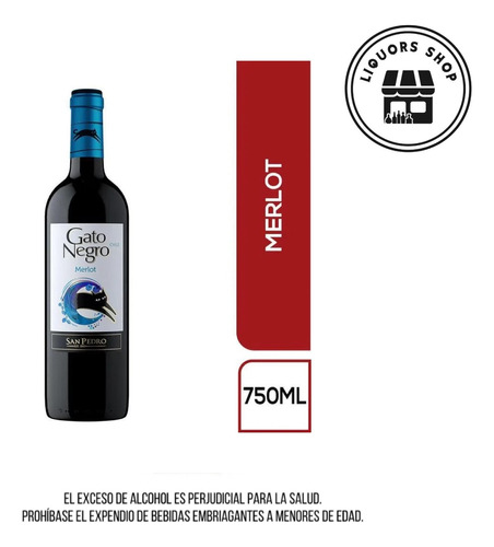 Vino Gato Negro Merlot 750 Ml