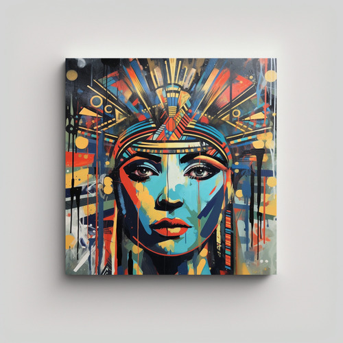 30x30cm Cuadro Cleopatra: Visión Inquietante Bastidor Mader