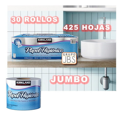 Imagen 2 de 4 de Papel De Baño 2 Pack Kirkland Higìenico 30 Rollos Sin Aroma