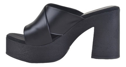 Zuecos Sandalias Taco Alto De Cuero De Mujer Linx - Ferraro