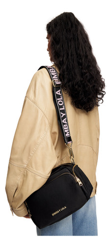 Bandolera Cartera Bimba Y Lola Negra Lisa Níquel Negro