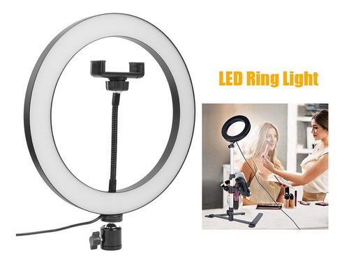Aro Led Regulable Selfie Fotografias Video Con Control 26 Cm
