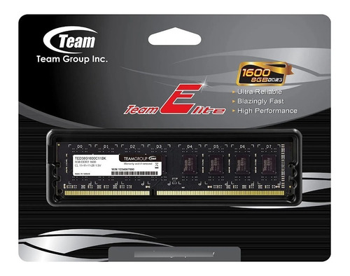 Memoria Ram Ddr3 1600mhz 8gb Teamgroup Ted38g1600c1101