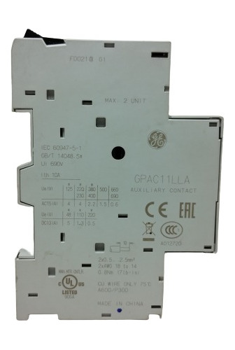 Auxiliar Guardamotor 1na+1nc Montaje Izquierdo Gpac11lla Ge