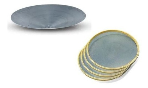Imagem 2 de 10 de Kit 4 Peneiras Garimpo + Bateia Aço 54 Cm Ouro Diamante