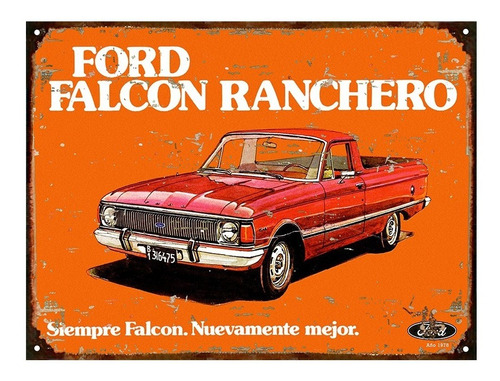 Cartel De Chapa Publicidad Ford Falcon Ranchero