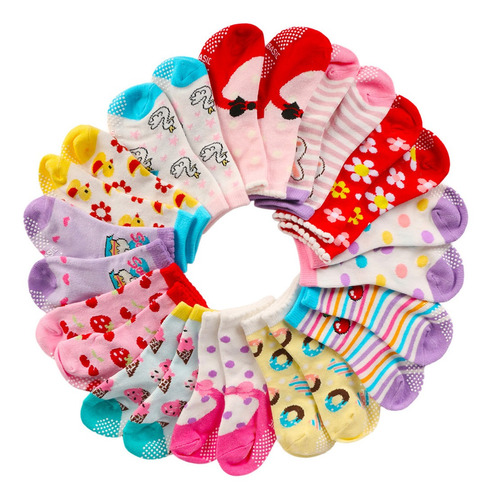 Imagen 3 de 7 de Calcetines De Algodón Antideslizantes Para Bebés, 12 Pares