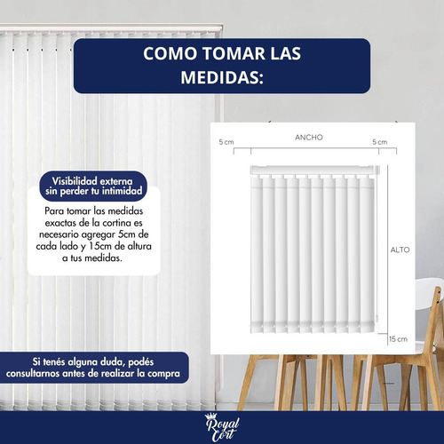 Cortina Bandas Verticales Blackout 180x180 Cm 100% Oscuridad Natural