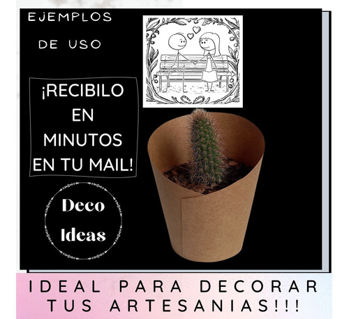 Imagen 4 de 5 de Kit Imprimible 01 San Valentín B N Tag Etiquetas Cuadros A4