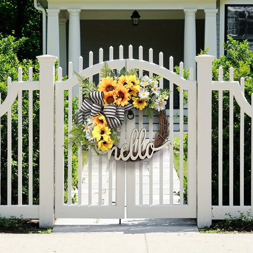 Corona Girasol Artificial Puerta/pared Decoración Jardín
