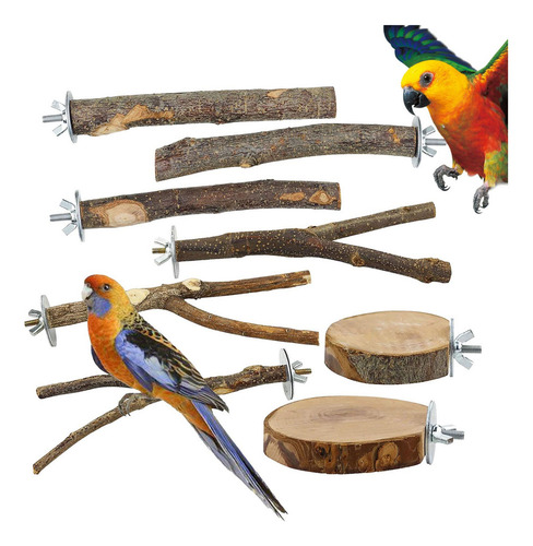 8 Piezas Jaula Para Pájaros Rama Loro Pájaro De Pie Palo
