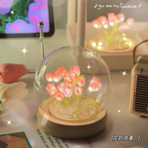 De Regalo Muchacha Luz Noche Flor Del Tulipán Led Diy