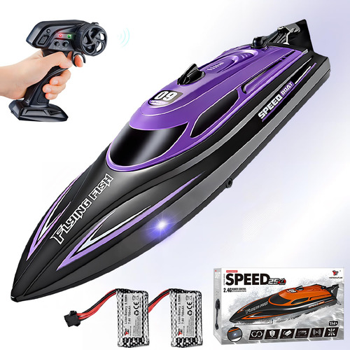 Barco A Control Remoto 812 Morado Con 2 Baterías Recargables Color Personaje