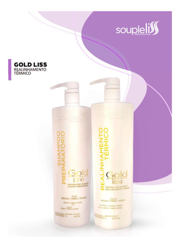 Kit Escova Progressiva Profissional Gold Liss Soupleliss 1l