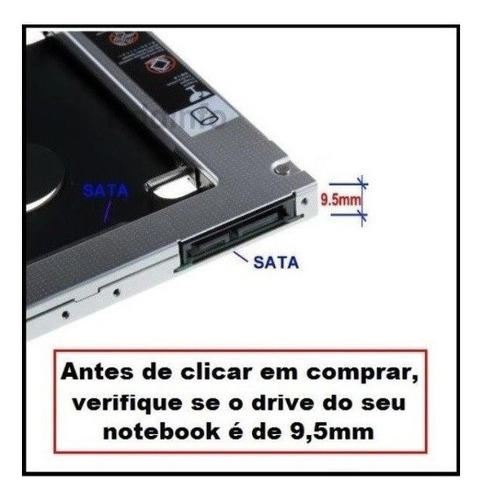 Adaptador Universal Caddy 2o Hd Ssd/dvd Notebook 9mm 9,5mm