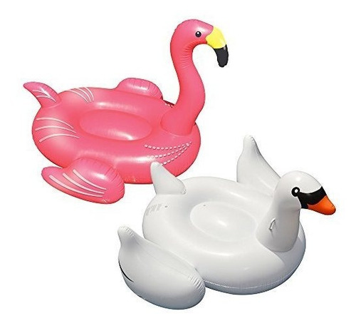 Swimline Flamingo Y White Swan Rafts Combo Pack  
