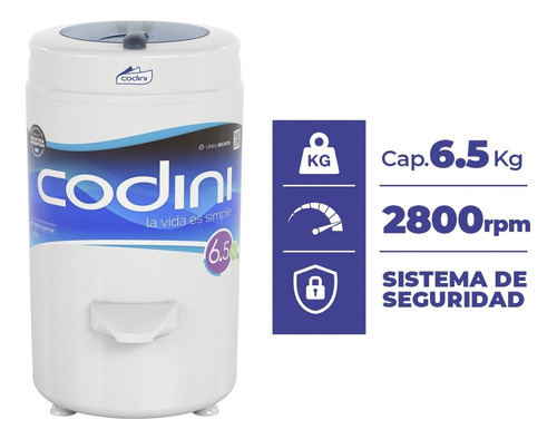 Secarropas Codini Centrifugo Advance 6.5 Kgs Blanco Ad61