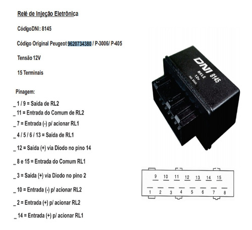 Rele Da Injeçâo Eletronica Peugeot Numero Orig. 9620734380