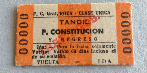 Antiguo Boleto Para Militar Del Ferrocarril Roca 
