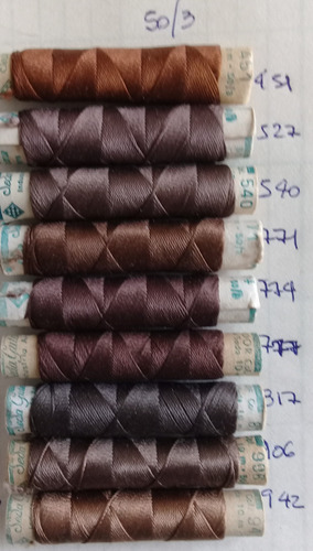 Hilos Para Bordar De Seda Gutermann Antiguos X 96. Marrón (Usado)