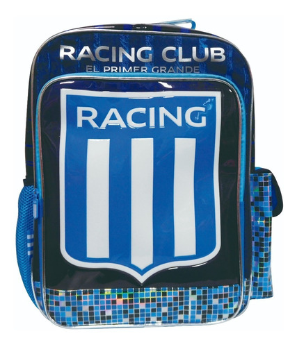 Mochila Infantil 18 PuLG Racing Club Academia Carc Color Celeste Diseño de la tela Poliéster