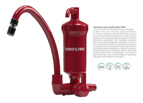 Filtro Purificador De Água Parede Bica Móvel Vermelho