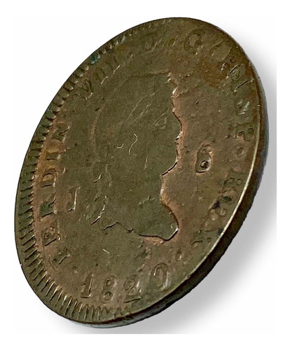 Antigua Moneda Cobre España 8 Maravedis 1820 R. Fernando Vii (Usado)
