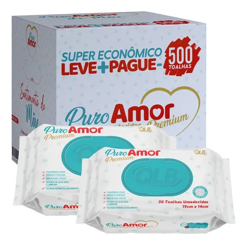 comprar Kit 02 Caixas Lenços Umedecidos Puro Amor Premium 1000un
