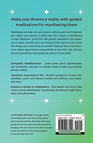 Manifesting Through Meditation 100 Guided Practices., De Bodzak, Cassan. Editorial Rockridge Press En Inglés