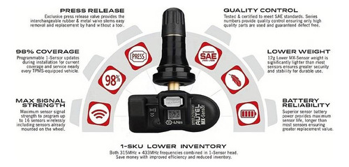 Kit 4 Sensores Programables Autel Tpms Mx-sensor 315-433 Mhz