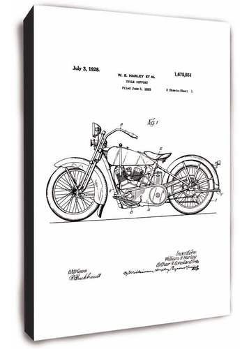 Cuadro De Patente De Moto Harley Davidson Y Mucho Mas