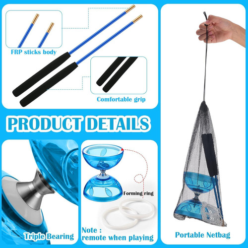 Juego De Diabolo Chino Simgoing Con Palos Y Cuerda Azul