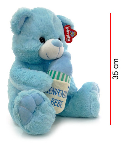 Oso Peluche Rosa Celeste Mamadera Recién Nacido Bebe 35 Cm.