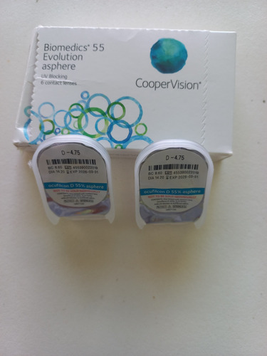 Lentes De Contacto  Biomedics 55 Evolution Asphere Uv -4.75 