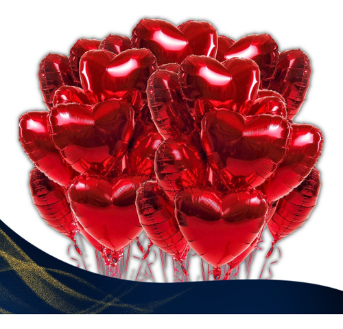 50 Balão Metalizado Coração Decoração Dia Das Mães Namorados