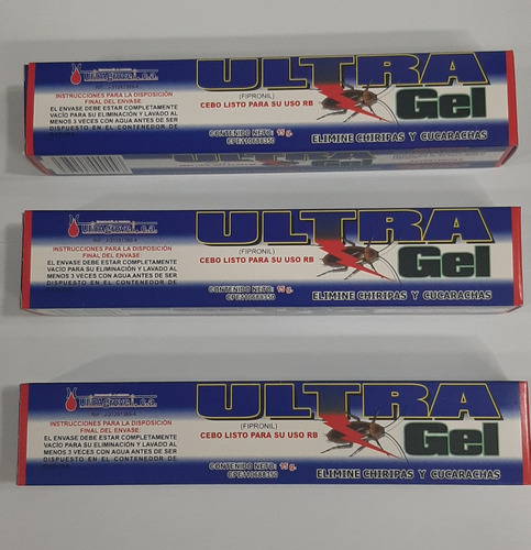 Pack De 3unds De Ultragel Cucarachas Chiripas Hormig De 15gr