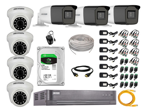 Cámaras Seguridad Kit 7 Hikvision Full Hd 2tb 40m Varifocal