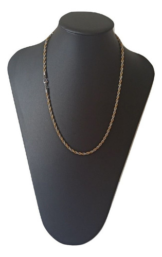 Cordão Baiano Olhamor 60 cm x 4 cm Masculino Feminino Prata com dourado trançado cordão baiano é trabalhado em aço inoxidável