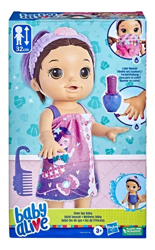 Boneca Baby Alive Glam SPA Dia de Princesa Morena F3565 Hasbro