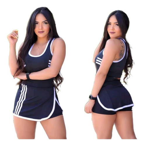 Conjunto adidas Short Pollera De Tiro Alto, Top Moda Fitness