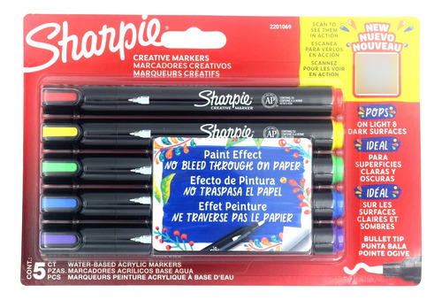 Marcadores Creativos Acrilico Sharpie Efecto Pintura 5 Pzas