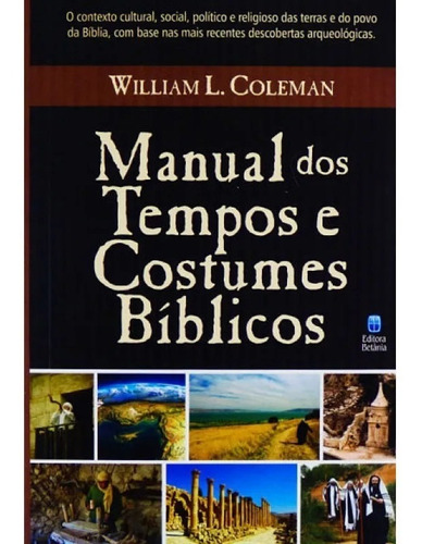 Livro Manual Dos Tempos E Costumes Bíblicos Ad Santos