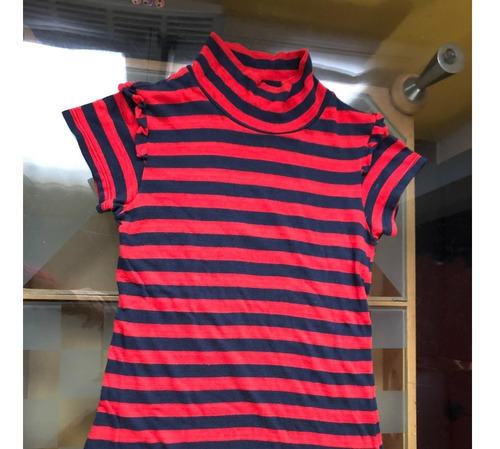 Remera Manga Corta Zara Rayada Roja Y Azul Talle M