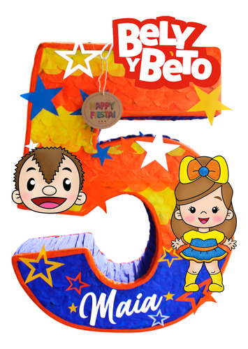 Piñata Premium 70 Cm Número A Elegir (1 Al 9) Personalizada Bely Y Beto