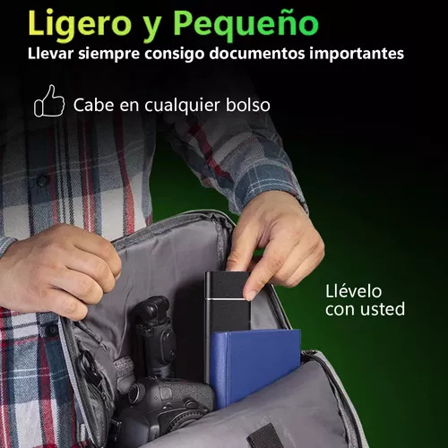 Disco Duro Externo Portátil Ligero 16tb Ssd Color Negro BLUEMOS